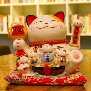 招财猫摆件 店铺收银台开业礼品包邮 创意大号陶瓷电动摇手发财猫