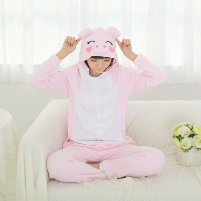 连体卡通猪睡衣