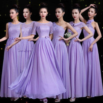 [国庆特惠] 2015新款紫色结婚长款伴娘服小礼服姐妹裙伴娘团大码宴会
