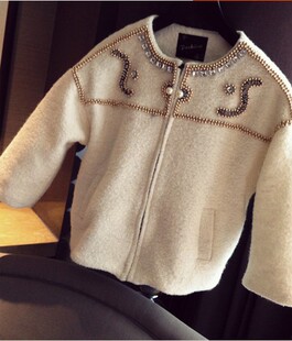 金蘑菇菇自制 夹棉版本可选 灰色羊毛呢外套大衣