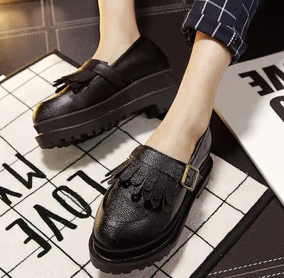 安玛莉纤纤佳人圆漾女鞋2015秋莱思丽刺玫瑰单鞋新款低帮鞋 森女 皮鞋