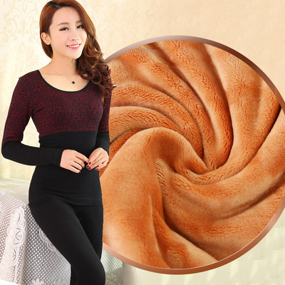 鲁伊卡女士加厚加绒美体保暖内衣套装女冬季性感显瘦圆领秋衣秋裤