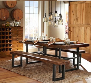 简约现代铁艺家具客厅家具餐桌实木家具办公桌餐饮桌子复古会议