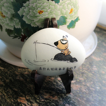 【鱼什么时候】刀刀狗系列 创意摆件 手绘石头画 创意礼物表白