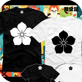 日本战国武将明智光秀十兵卫桔梗花纯棉家徽家纹3件包邮短袖t恤