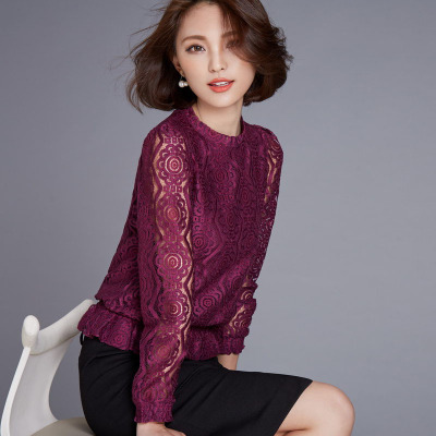 高领白色镂空蕾丝