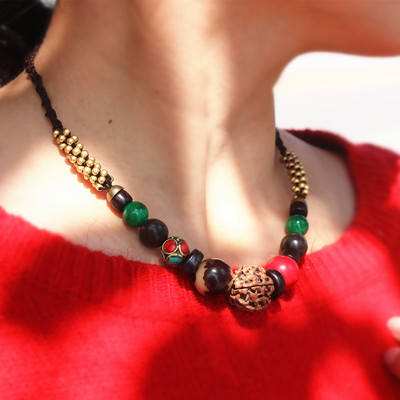 精品民族风金刚短款项链复古菩提子锁骨链云南尼泊尔风格饰品配饰