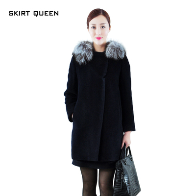 [冰雪狂欢季] skirt queen裙皇公主中长款暗扣长袖狐狸毛领羊毛大衣