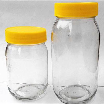 批发玻璃蜂蜜瓶蜂蜜储物瓶储物罐塑料盖玻璃罐头瓶圆柱形 一斤装