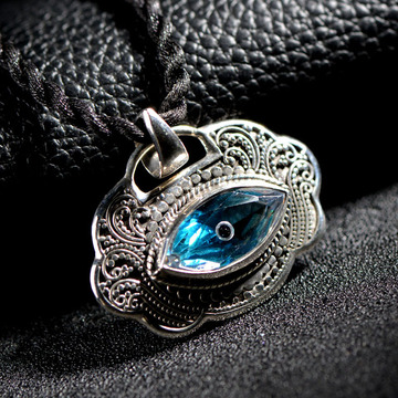 非常泰 s925银 魅惑眼睛吊坠 时尚个性 新品发售 海洋色宝石吊饰
