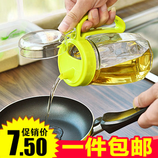厨房用品 带盖不挂油装油瓶厨房用品调味瓶酱油醋瓶 大号玻璃油壶防漏