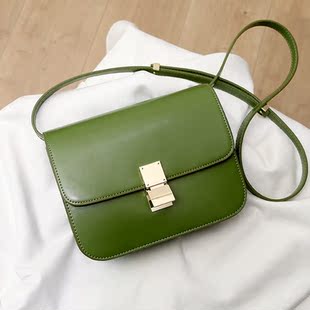 包包女2017新款复古豆腐包box包真皮小方包简约百搭焦糖色空姐包