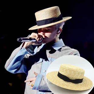 bigbang gd权志龙同款平顶礼帽草帽子名古屋fm大檐男女防晒沙滩帽