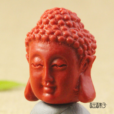 纯天然朱砂双面佛头释迦摩佛像吊坠佛珠菩提手串diy配饰背云三通