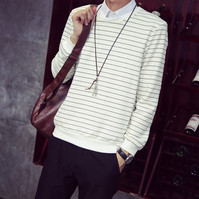 秋冬新款时尚青春流行原创韩版滑肩条文长袖男生秋冬男士外套卫衣