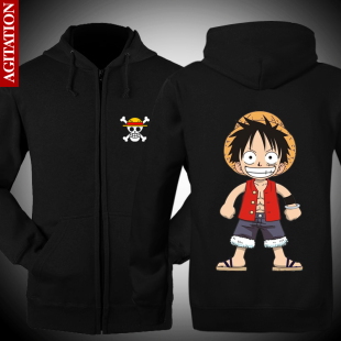 海贼王 休闲开衫卫衣 agitation秋冬新款动漫海贼王草帽路飞肥佬连帽