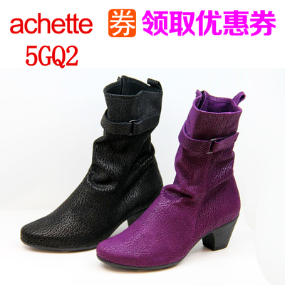 [雅氏活动价 achette雅氏女鞋女靴2015秋冬新款中跟短靴真皮女靴5gq2
