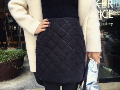 musee 12a15冬季最保暖 百搭 黑色小棉裙 半身裙