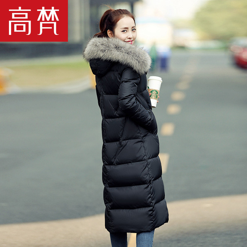 雅鹿中老年羽绒服2015冬装女装大毛领外套长款加厚大码保暖羽绒衣
