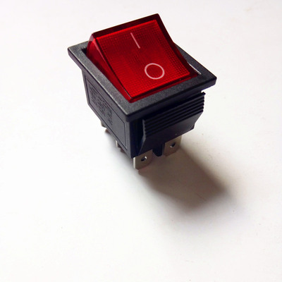 kcd船型开关翘板开关6脚2档红色带灯电源开关启动按钮开关 大电流