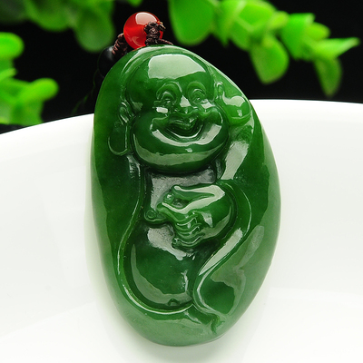 特泊儿 和田玉碧玉双龙玉牌吊坠 碧玉吊坠镂空双龙玉吊坠正品带证