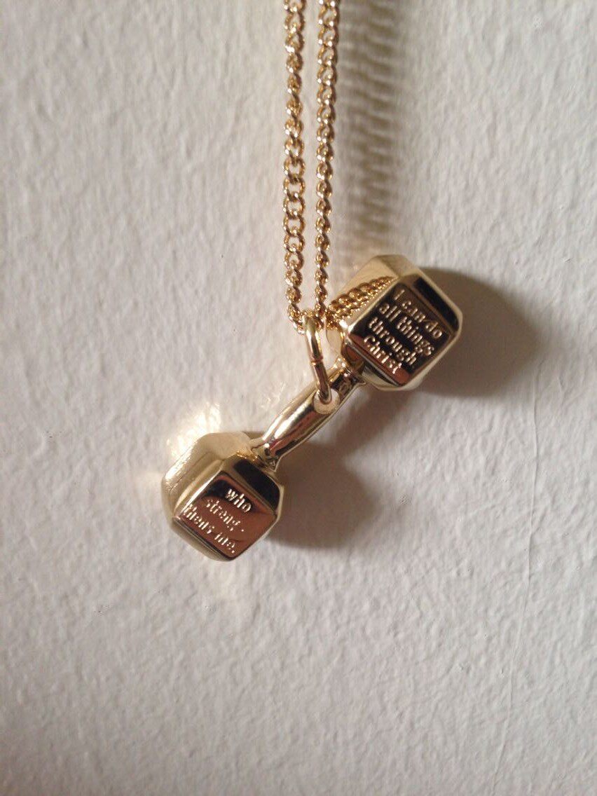 美国代购 shields of strength/哑铃项链 男/女款哑铃 24k金版