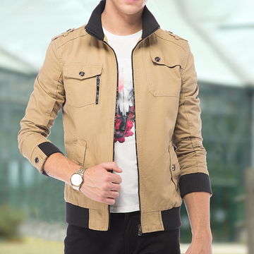 [新品促销] 2015秋季男装jacket男士立领商务夹克外套青年休闲茄克衫b