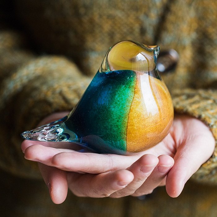 【掬涵】琉璃鸟 玻璃鸟 手工艺 玻璃艺术品 摆件桌面纸镇客厅书房