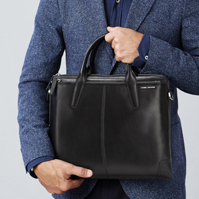 英国大牌 进口十字纹牛皮男士商务手提公文包 两色