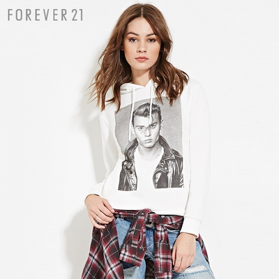 f21约翰尼德普绒里连帽卫衣 forever21女装