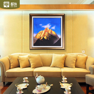 挂画 新年好礼西藏日照金山风景油画客厅卧室玄关挂画有框装饰画 都饰