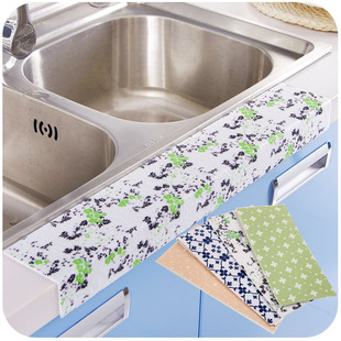 厨房自粘水槽洗菜盆防水贴 浴室洗漱台马桶防水滴落吸湿贴 印花绒