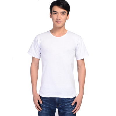 纯棉男士汗衫全棉老头衫夏季t恤打底圆领纯色休闲短袖白t恤男背心