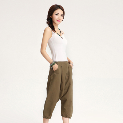 2015夏季新款女装 韩版时尚松紧腰七分裤 女百搭垮裤 热卖休闲裤