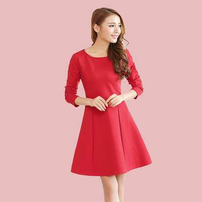 [元旦价] 【天天特价】甜美风秋冬款连衣裙女长袖修身中长款2015打底