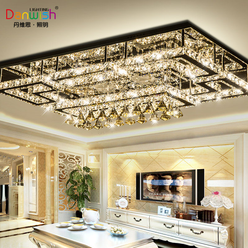 普钻长方形圆形水晶灯简约现代客厅灯具特价卧室房间吸