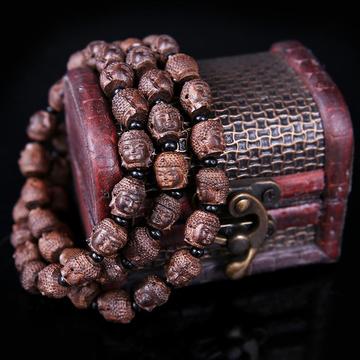 复古/宫廷 【开业全场包邮】纯天然印度沉香释迦摩尼佛头手串念珠手链