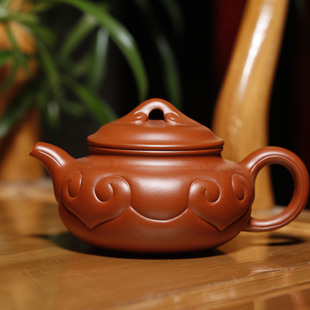 国美陶艺周国洪/仿古如意/正品宜兴紫砂壶名家手工作品朱泥包邮