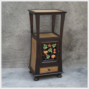 泰国柜客厅间厅柜东南亚家具工艺品家装手工柚木实木雕花展示柜