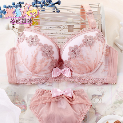 芯尚姐妹新款可爱日系少女内衣文胸套装 女士性感蕾丝聚拢小胸罩