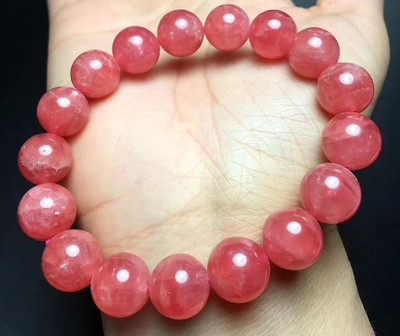 6a天然冰种红纹石手链女单圈水晶饰品礼物 阿根廷红纹石手串