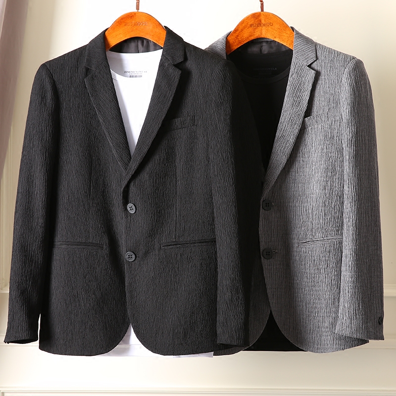 时尚雅痞绅士客供优质天丝涤纶面料男士商务修身西装单西服外套男