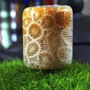 diy配饰六角珠珊瑚玉天然化石菊花石全玉化勒子桶珠鼓珠