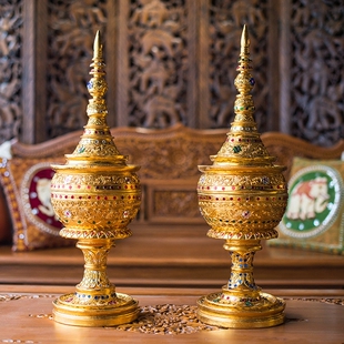 东南亚风格摆件泰国进口金色工艺品装饰品样板房摆设高档泰式摆件