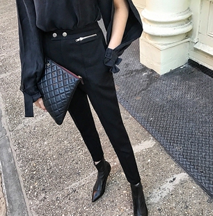 小脚sothea 超显瘦版型百搭质感时髦高腰紧身小脚西装裤 2017秋冬新款