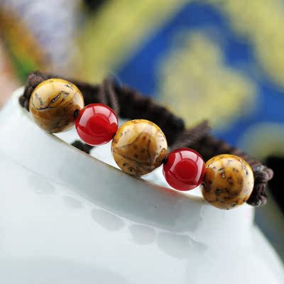 原创手工民族风 民族饰界 天然龙眼菩提红玛瑙手链 女款复古波西米亚