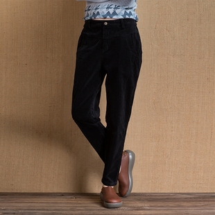 2016秋斯琴风格若伊霞灯芯绒女裤条绒裤直筒宽松大码休闲裤长裤