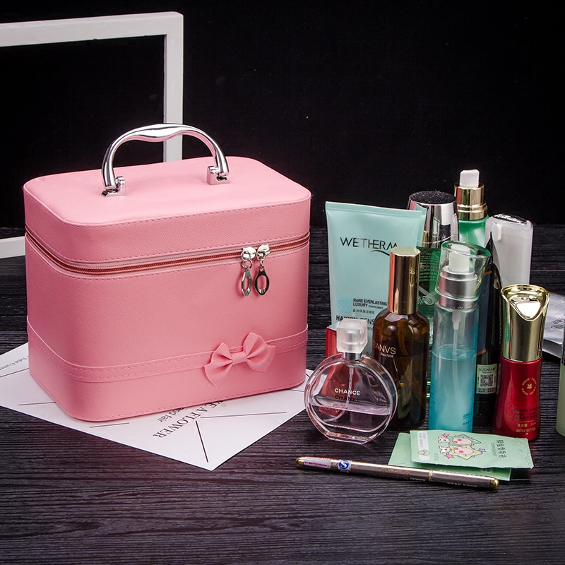 化妆箱手提大容量化妆品收纳箱盒小号便携洗漱包化妆包迷你小淑女