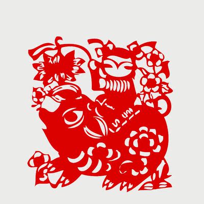 手工窗花牧童放牛人物剪纸作品图 教室儿童房墙壁贴纸镂空剪纸画