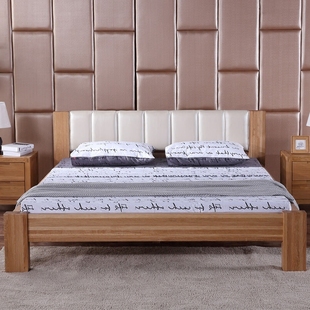 2.2米大床 北欧双人床 实木床加宽床 现代床大床 中式橡木